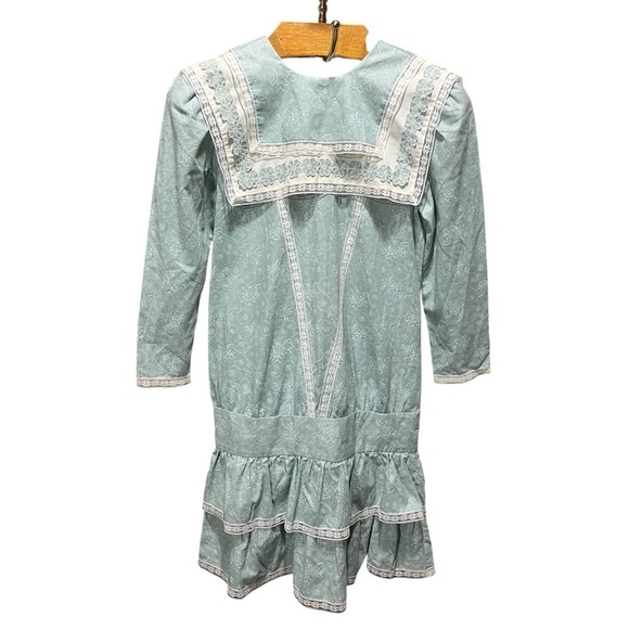 Gunne Sax Dresses & Skirts - Gunne Sax Vintage Sage Green Floral Lace Dress with Drop Waist Cottagecore